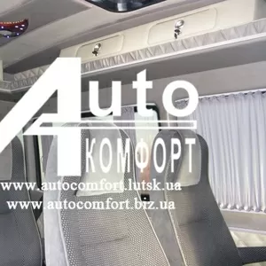 Шторы автомобильные в Mercedes-Benz Sprinter...серые с салазками