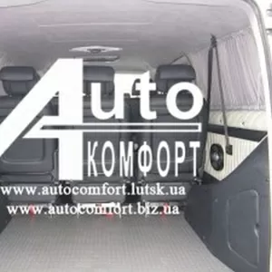 Шторы автомобильные в Mercedes Vito,  Volkswagen T5 серые с салазками