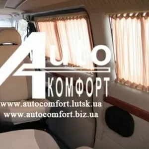 Шторы автомобильные в Volkswagen T4,  Fiat Scudo бежевые с салазками