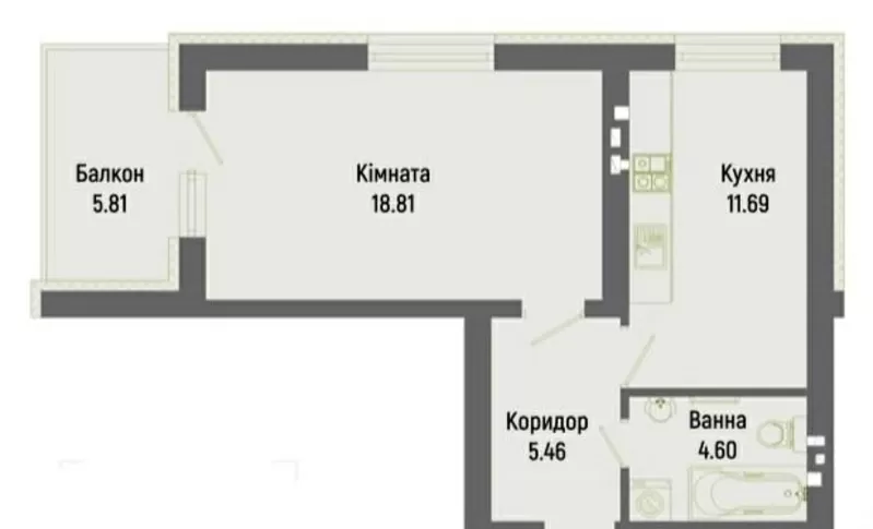  ТЕРМІНОВО ПРОДАМ 1 кімнатну квартиру 46 м² від забудовника 3